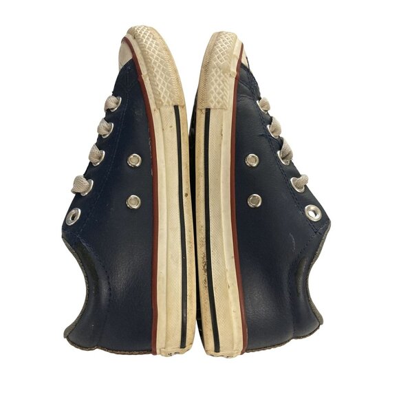 Converse All Star Junior kids Size 1 Blue Leather Rubber Sole Sneakers shoes - Picture 6 of 8